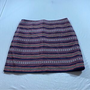 Loft Multicolor Patterned Women's Skirt size 14 Pink Blue Striped Mini Skirt